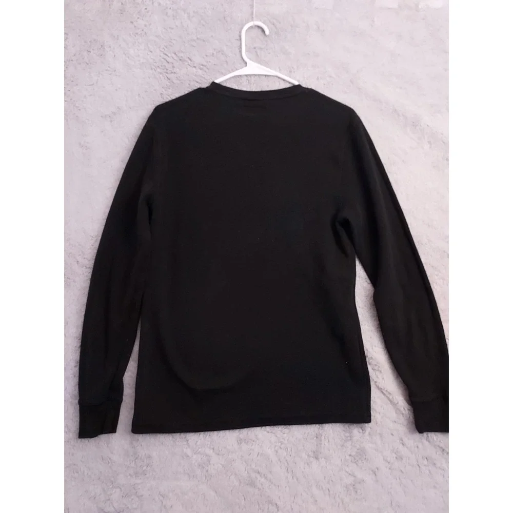 Polo Ralph Lauren Shirt Mens Medium Waffle Knit Thermal Black Red Pony Sleepwear